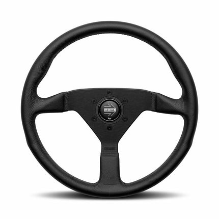 Momo Montecarlo Steering Wheel (40 mm Dish), Black Leather, Black Spokes - 35 cm
