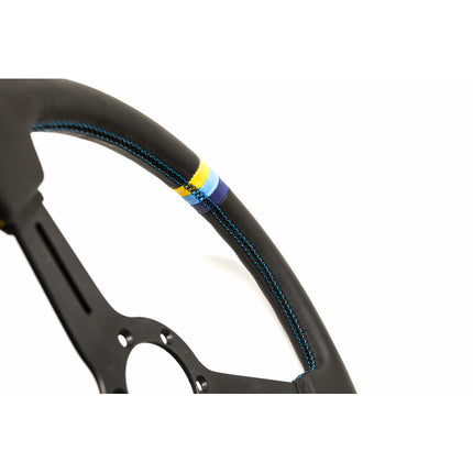 GReddy Sports "Medium Type" Steering Wheel (47 mm Dish), Black Leather, Black Spokes - 340 mm