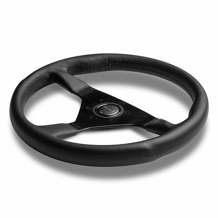 Momo Montecarlo Steering Wheel (40 mm Dish), Black Leather, Black Spokes - 35 cm