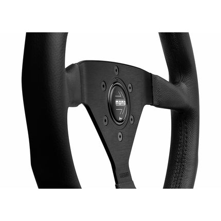 Momo Montecarlo Steering Wheel (40 mm Dish), Black Leather, Black Spokes - 35 cm