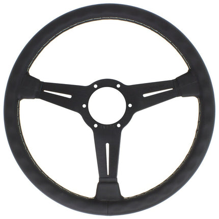 Nardi Classic ND36 Steering Wheel, Black Leather, Black Spokes, Grey Stitching, 40mm Dish