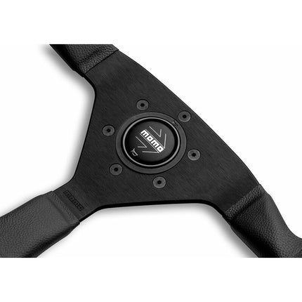 Momo Montecarlo Steering Wheel (40 mm Dish), Black Leather, Black Spokes - 35 cm